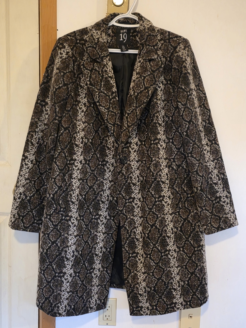 Brown Snake-Print Trench Coat